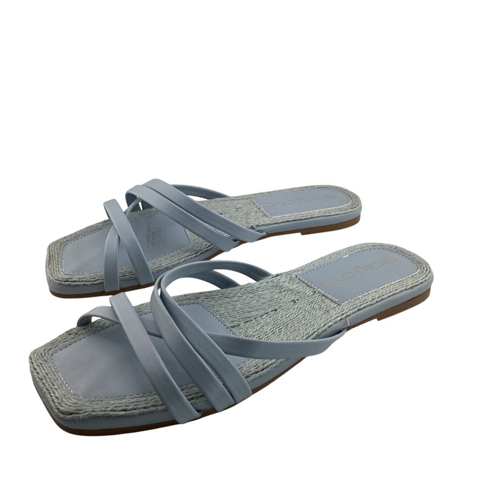 City Chic Womens Delia Slide Blue‎ Size 8-8.5 39 NWB Espadrille Sandals Strappy - Picture 4 of 7